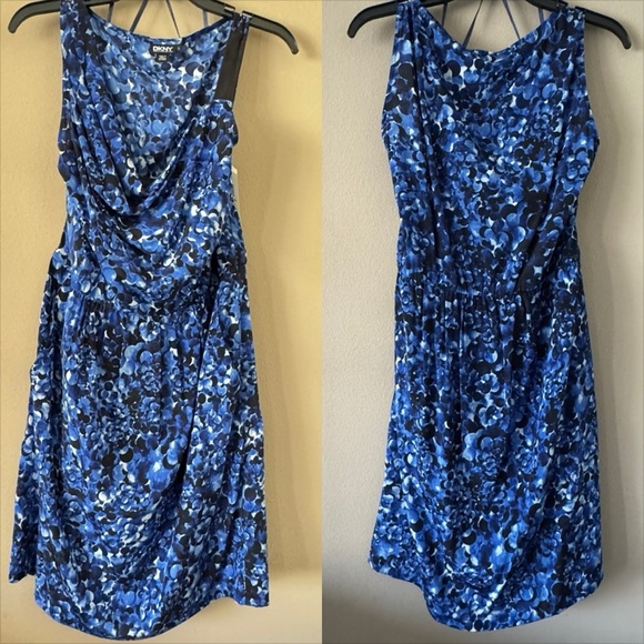 NWT DKNY Asymmetric Silk Draped Dress Size L Retail $345 - Picture 2 of 9